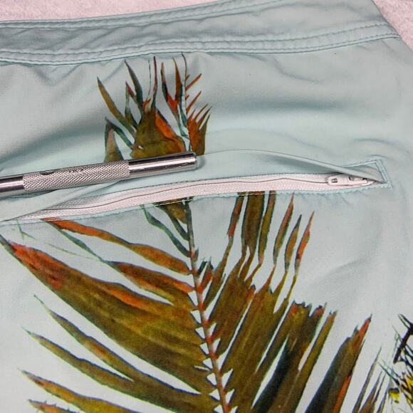 American Eagle Outfitters Swim Trunks Men's XL Board Shorts Blue Green Palms - Picture 10 of 14